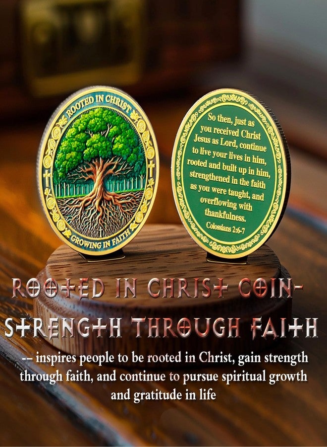 ASmileIndeep 10Pcs Tree of Life Faith Christian Challenge Coin - Rooted in Christ Coin Bible Verse Colossians 2:6-7 Jesus Religious Token - Faith Strength Good Luck Christian Inspirational Gift (B) - Image 4